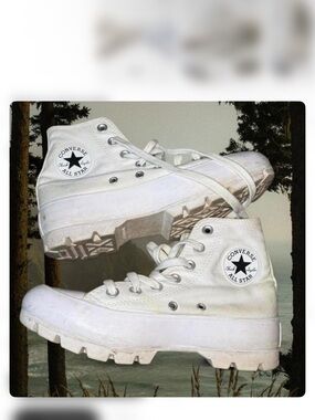 Converse White High-Top Lug Sole Sneakers